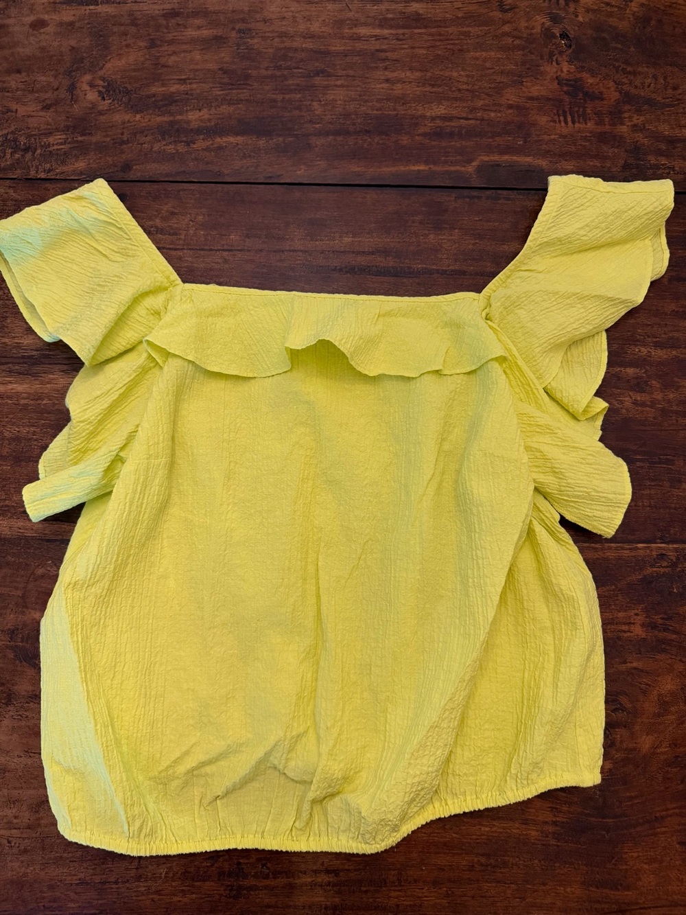 INC International Concepts Lime Yellow Ruffle Off-Shoulder Top NWOT Women sz L
